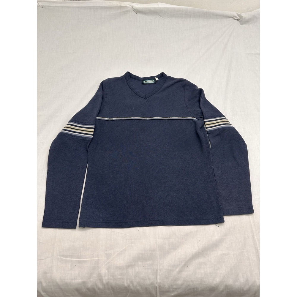 Vintage Vintage Youth Blue Long Sleeve Streetwear V-Neck  Large